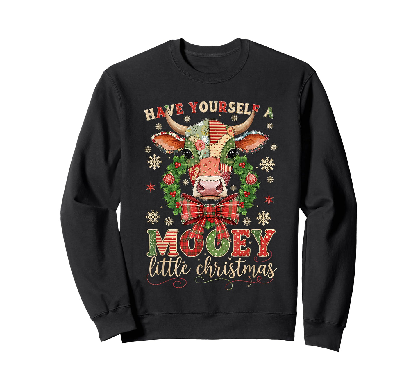 Mooey Little Christmas Cow Holiday Farm Design T-Shirt