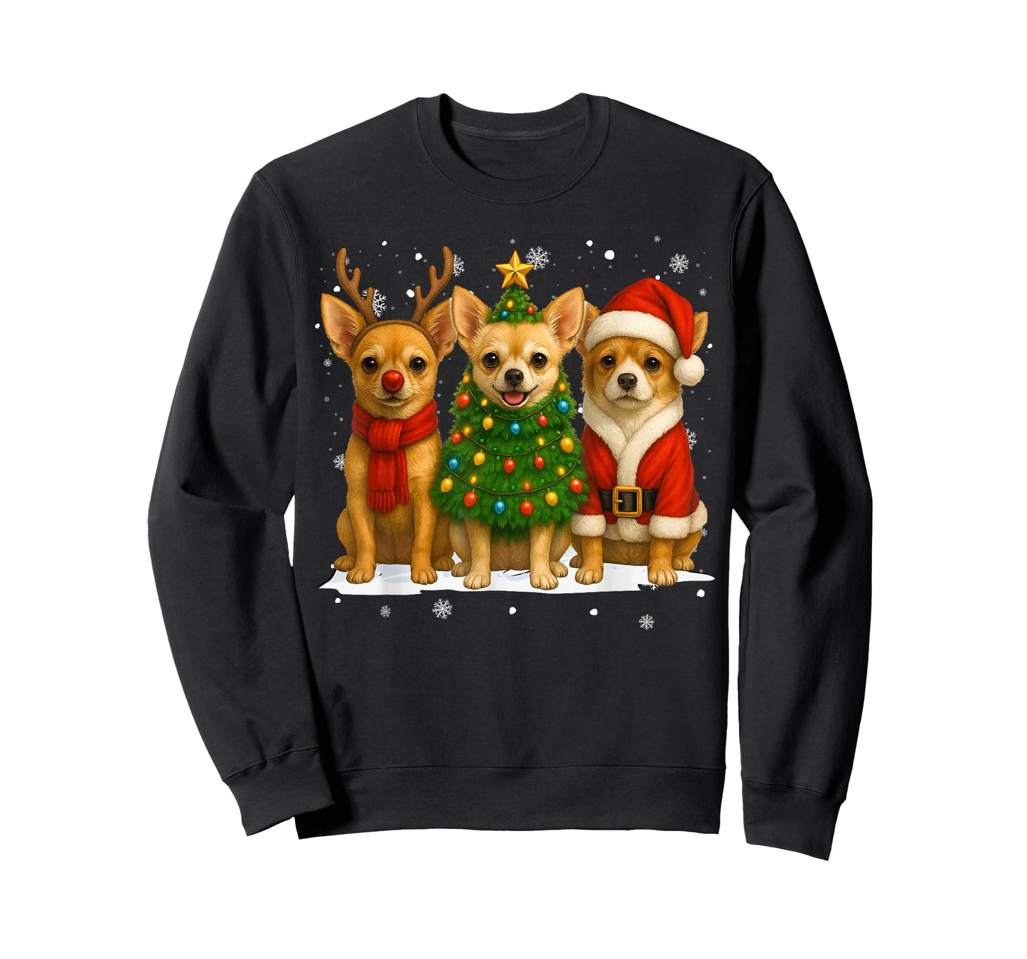 Retro Christmas Chihuahua Santa Reindeer Dog Lover T-Shirt