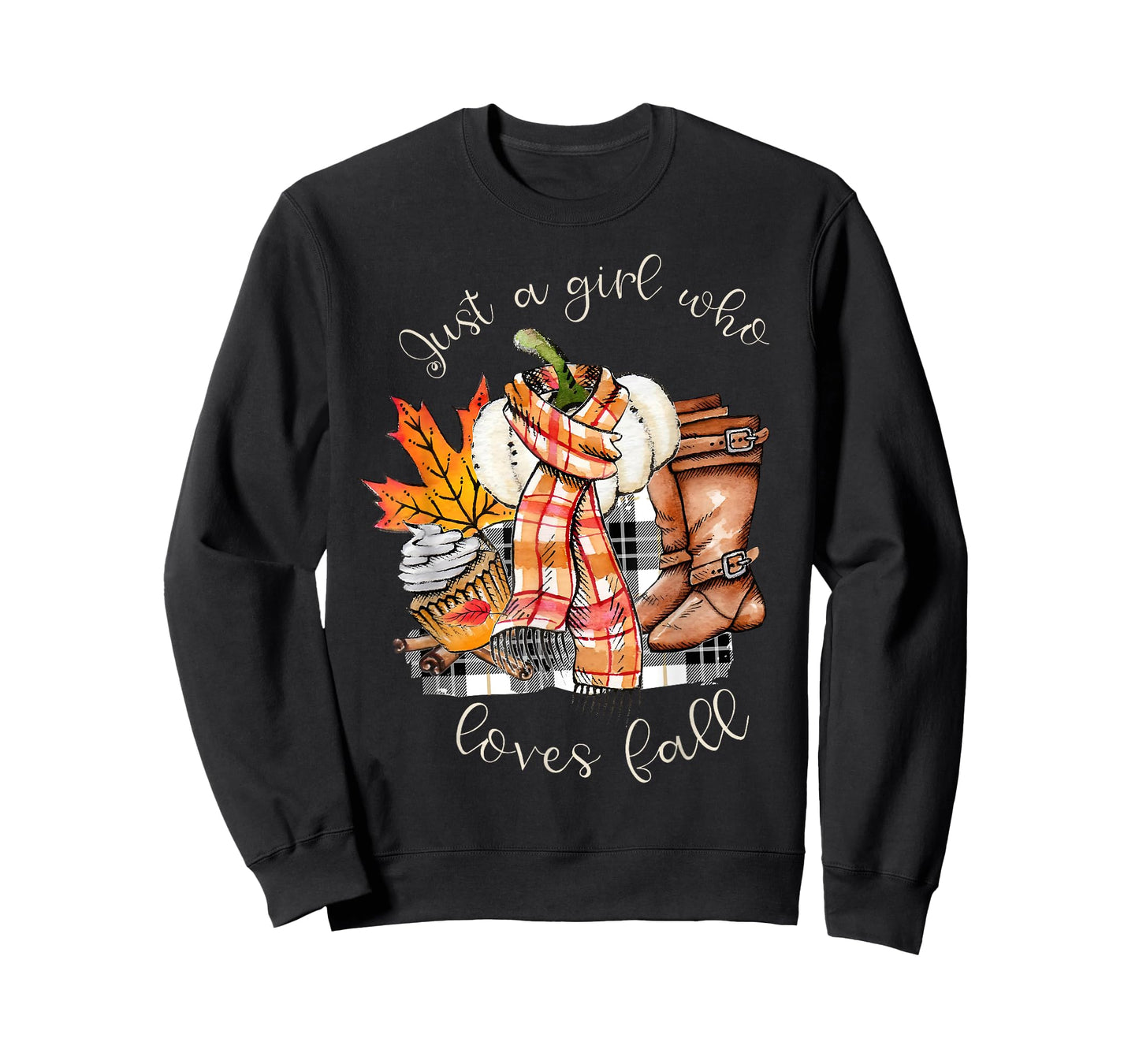 Just A Girl Who Loves Fall Pumpkin Sweater Autumn Leaves T-Shirt