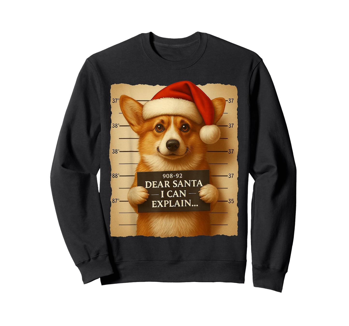 Funny Christmas Dog - Cute Corgi Santa Hat Tee T-Shirt