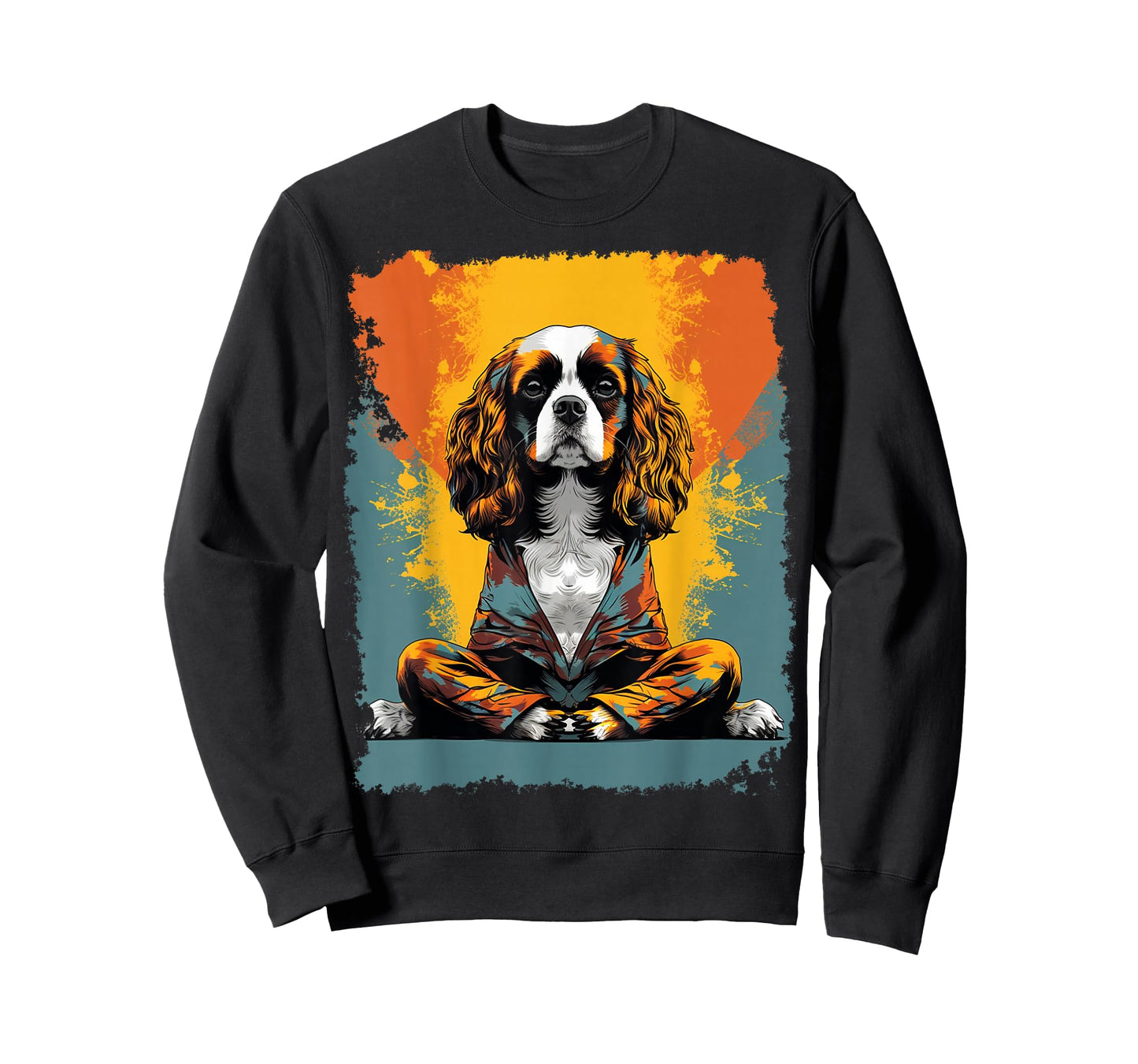 Pop Art Dog Yoga Meditation Cavalier King Charles Spaniel T-Shirt