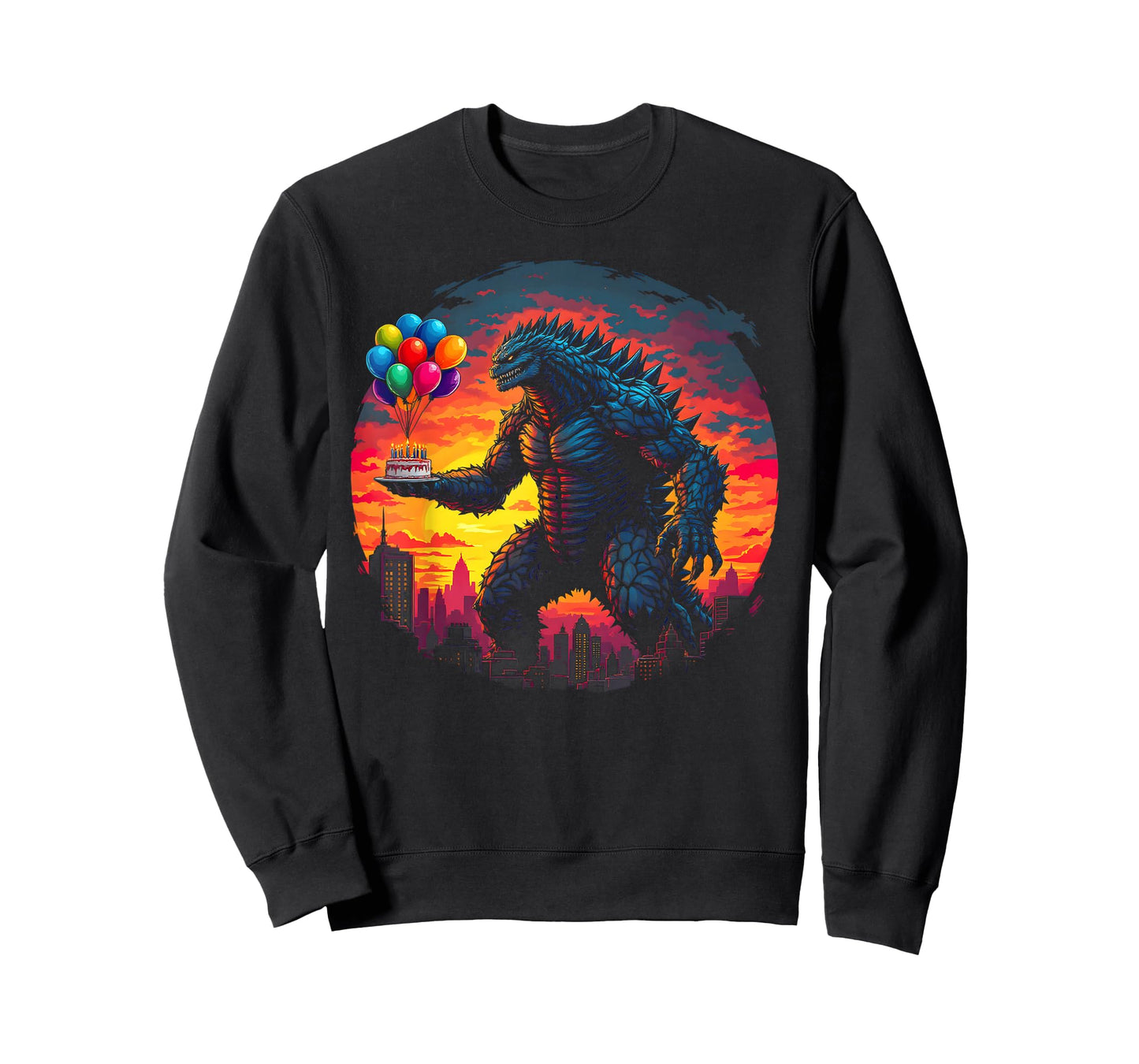 Kaiju Balloon And Cake Funny Japanese Monster Lover Birthday T-Shirt