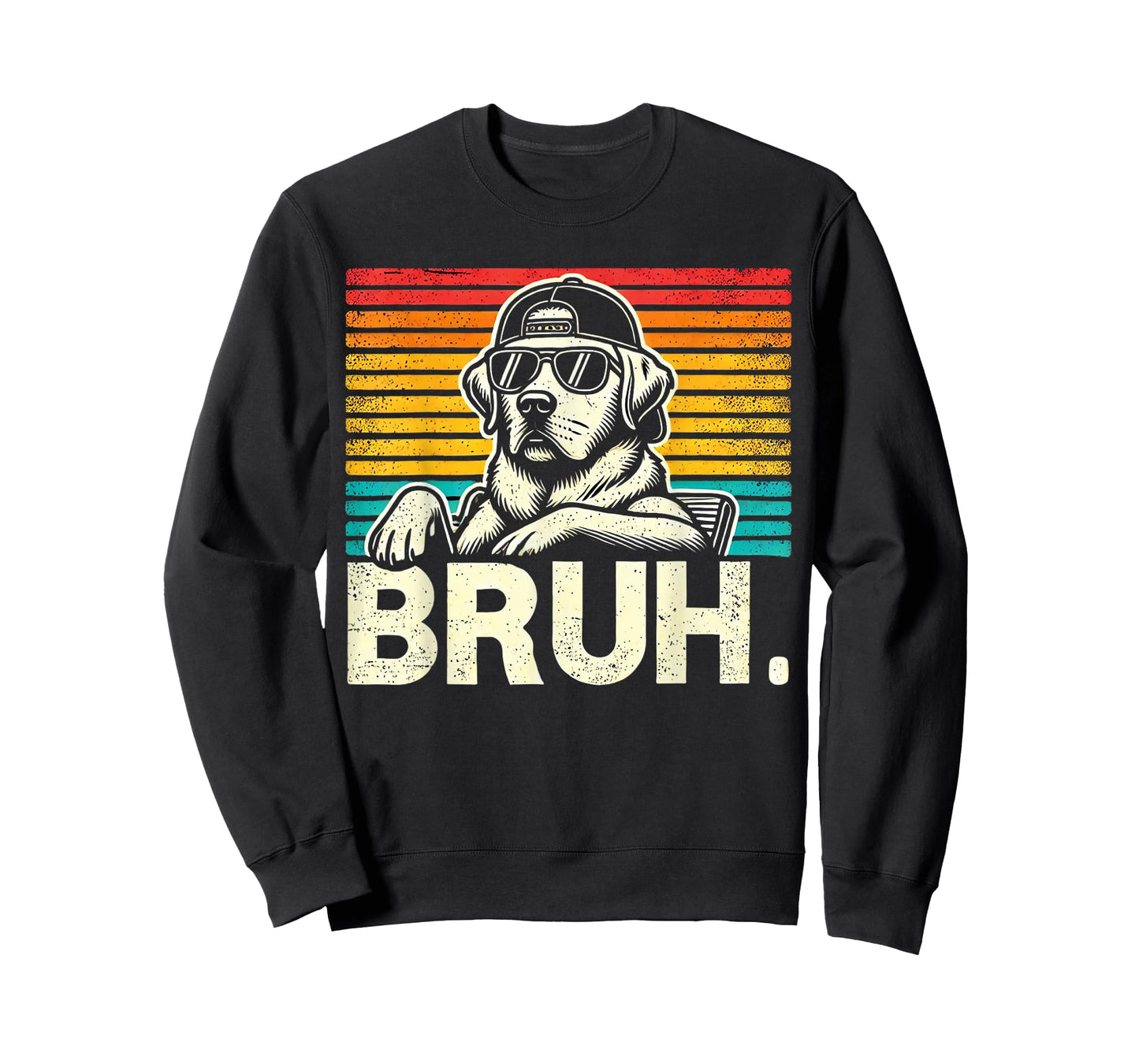 Bruh Retro Vintage 80s Dog Sunglasses Funny Bruh Labrador T-Shirt