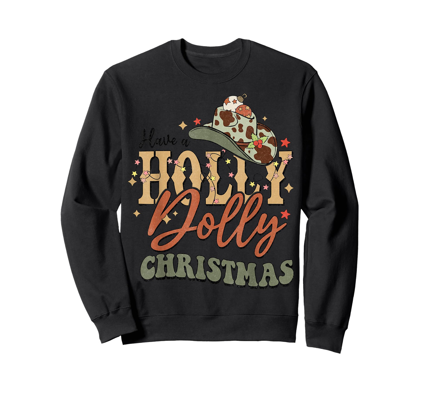 Vintage Western Christmas Howdy Xmas Cowboy Hat Retro Jolly T-Shirt