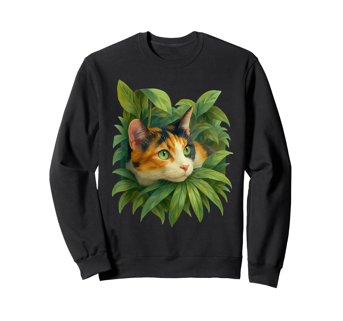Cozy Calico Cat Mom Dad Leaves Romantic Painterly T-Shirt