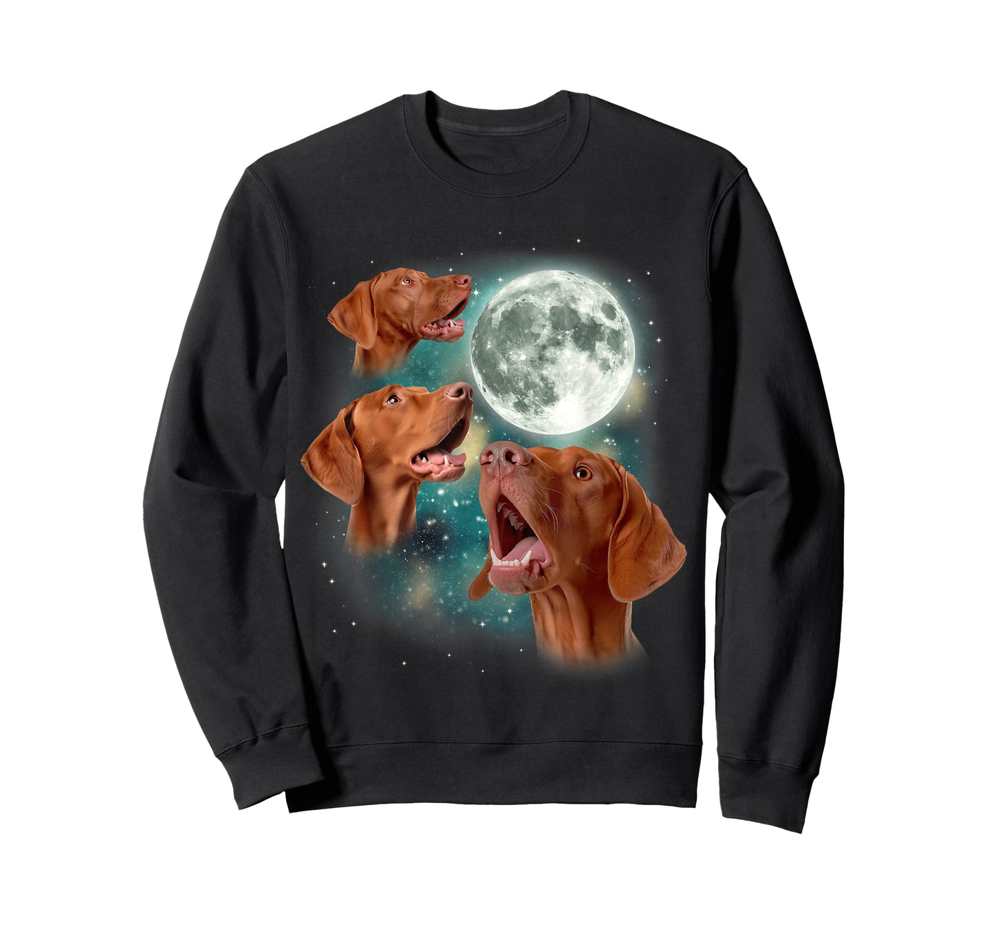 Three Vizsla Moon | 3 Magyar Meme Magic Dog Vizslas Canine T-Shirt