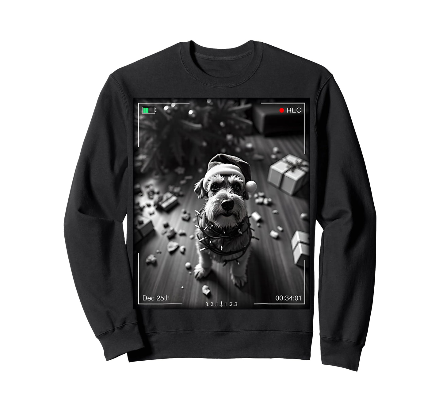 Christmas Schnauzer Caught On Camera T-Shirt
