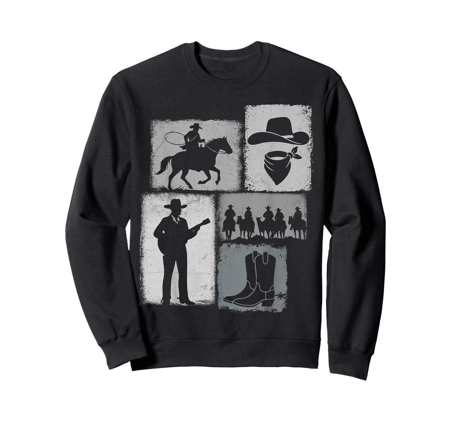 Cowboy Vintage Collage Western Rancher Horseman Rodeo Rider T-Shirt