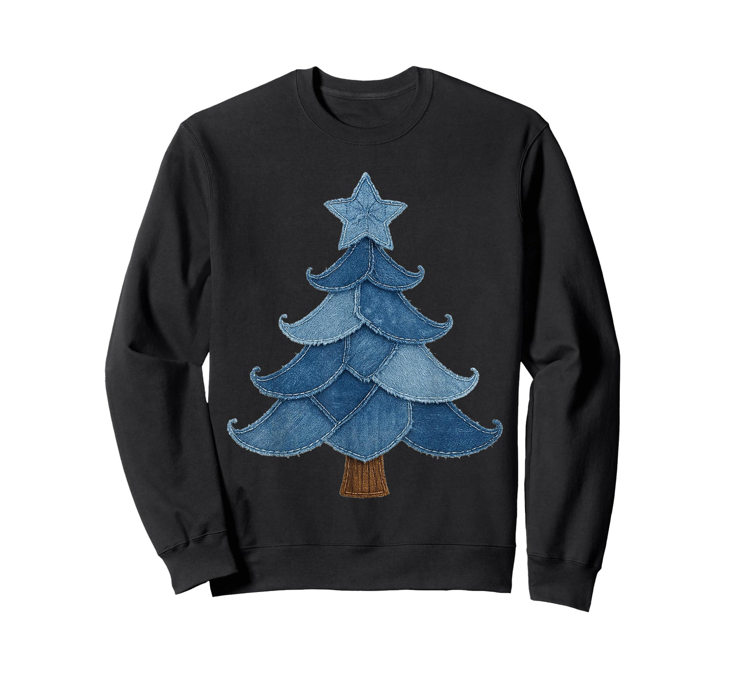 Retro Jean Patchwork Christmas Tree Rustic Country Xmas Tree T-Shirt