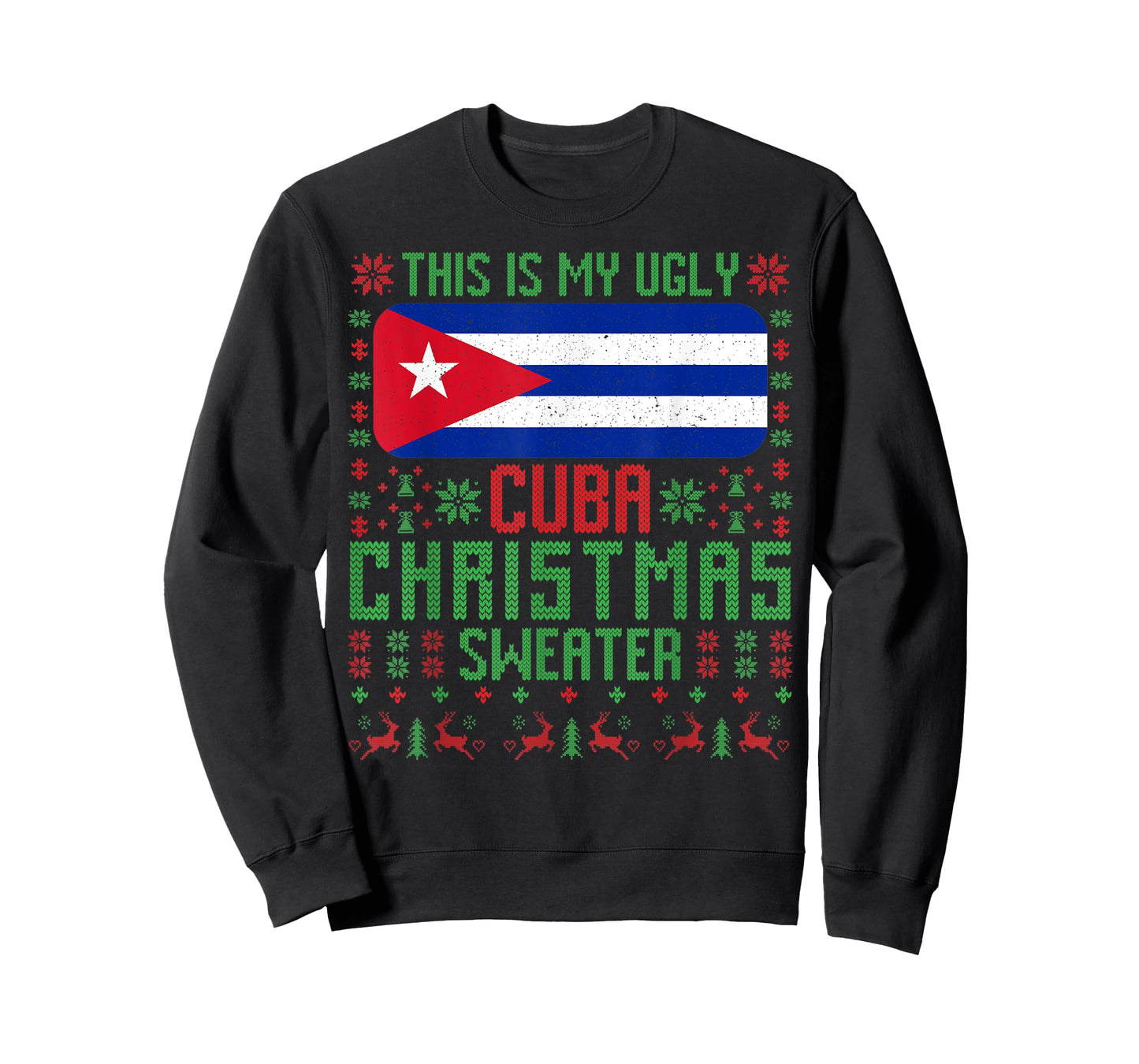 Cuba Ugly Christmas Sweater Cuba Flag for Cuban T-Shirt