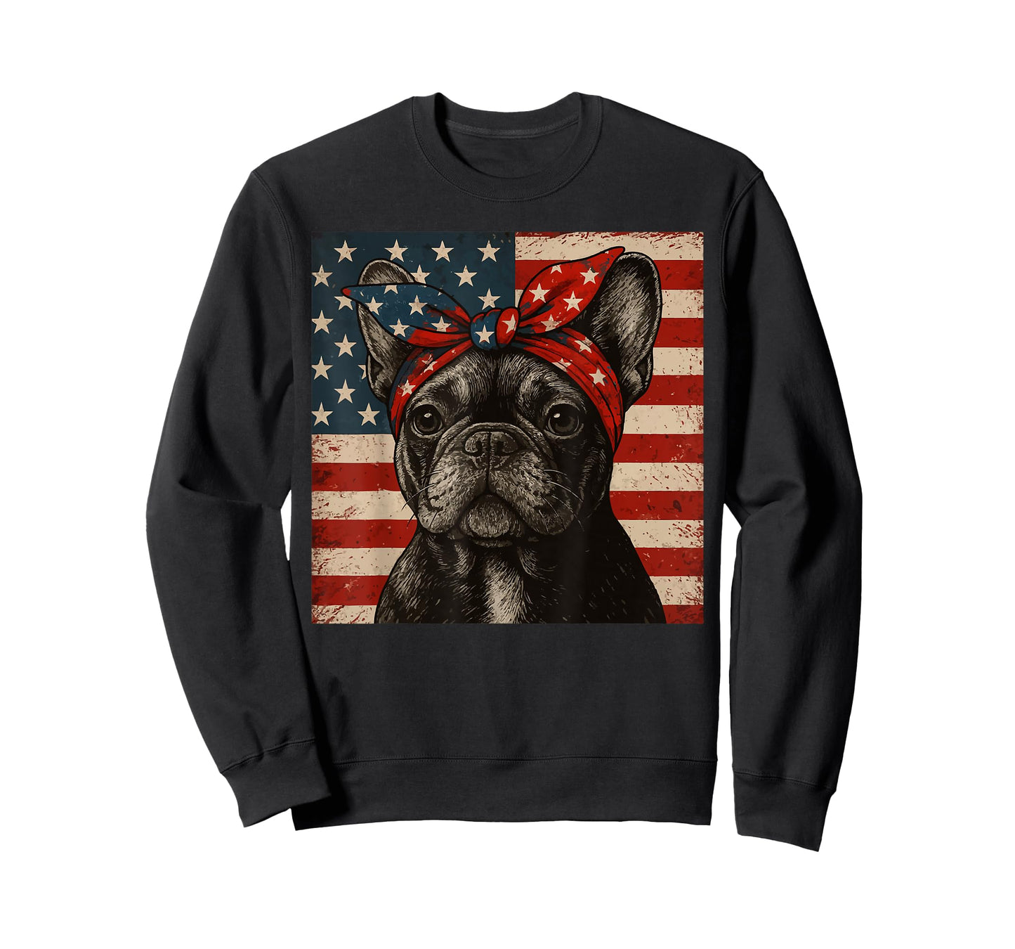 Frenchie Bow Dog Patriotic 4th of July Men Women Kids T-Shirt