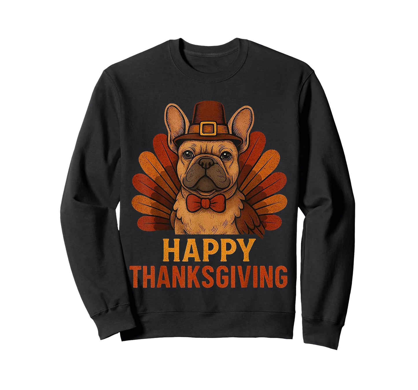 Cute Dog Frenchie Happy Thanksgiving Santa Christmas Xmas T-Shirt