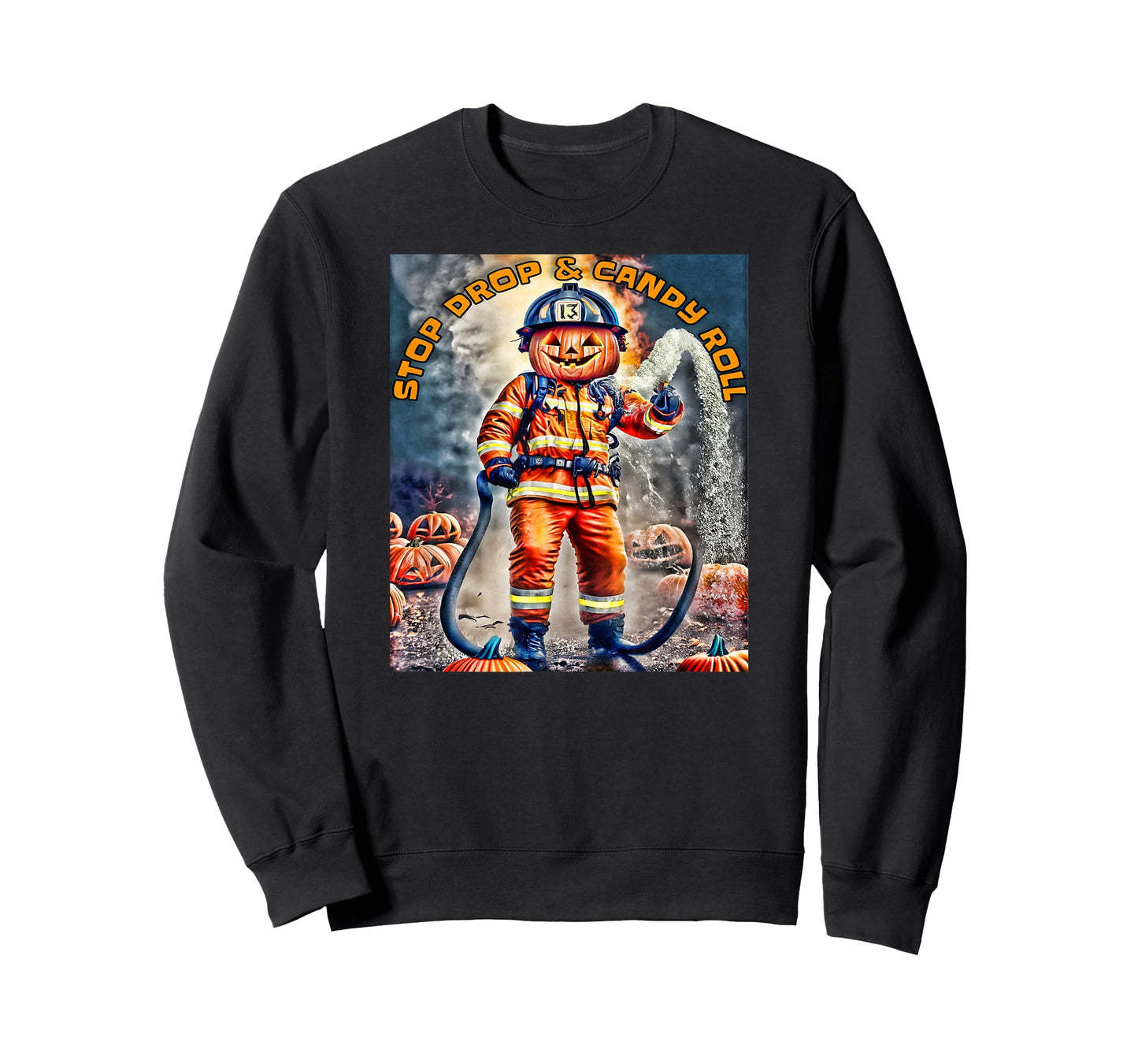 Halloween Pumpkin Firefighter Stop Drop And Roll a Firehouse T-Shirt