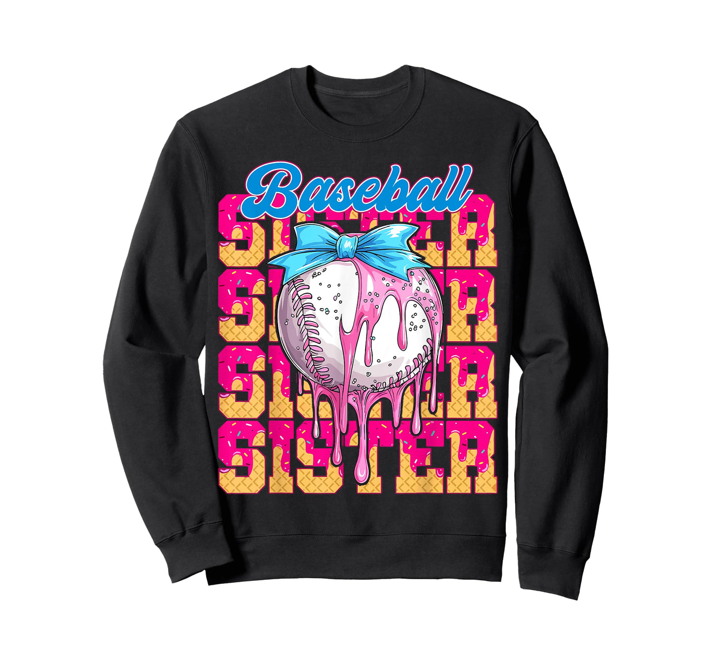 Baseball Sister Drip Ice Cream Baseball Game Day Women Girl T-Shirt