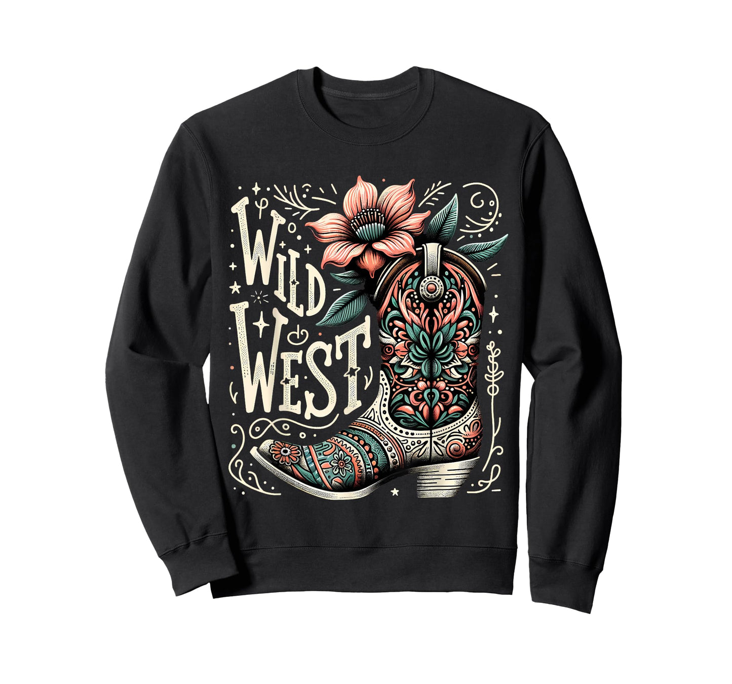 Wild West Country Music Vintage Cowgirl Boot Western Flower T-Shirt