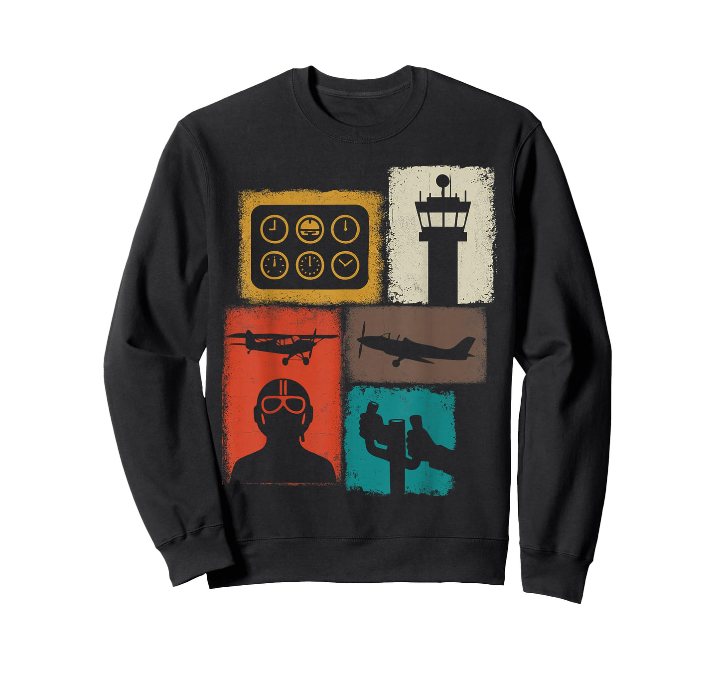 Pilot Vintage Collage Flying Men Aviator Captain T-Shirt