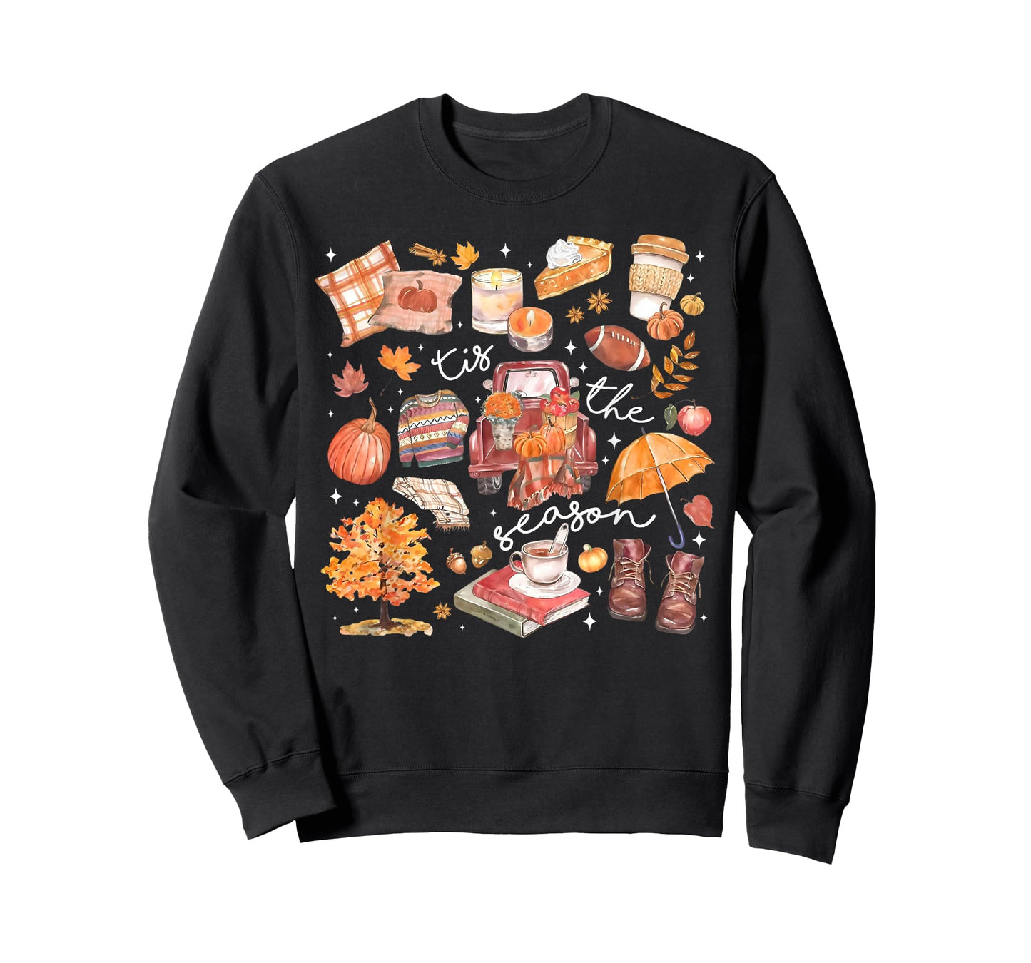 Tis The Season Pumpkin Autumn Fall Y'all Leaves Thanksgiving T-Shirt