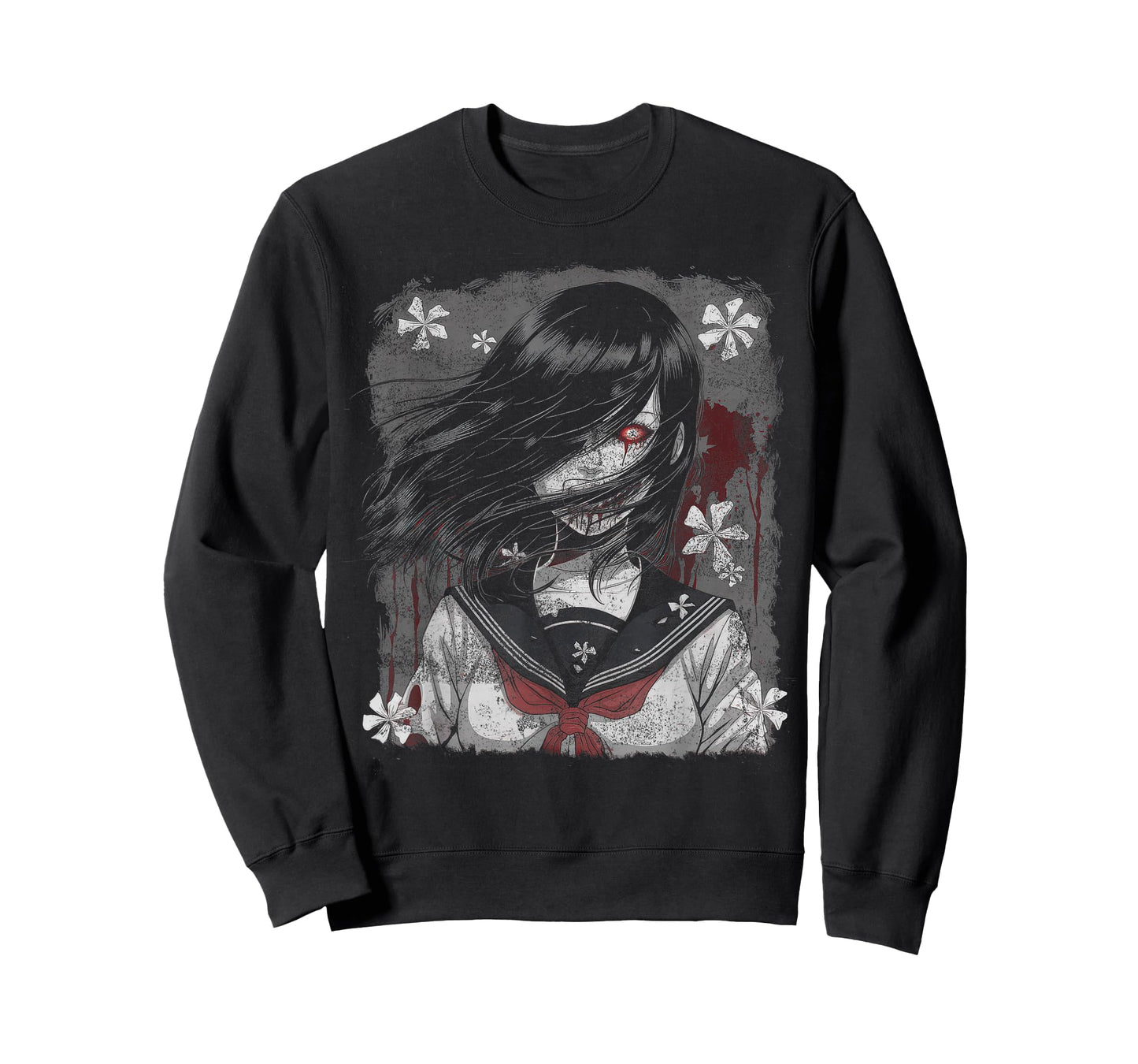 Horror Dark Anime Manga Japan Japanese Creepy Goth Gothic T-Shirt - Women, Children - Black - Small - Short Sleeve - T-Shirt - Gothic - Emo, Horror Fans