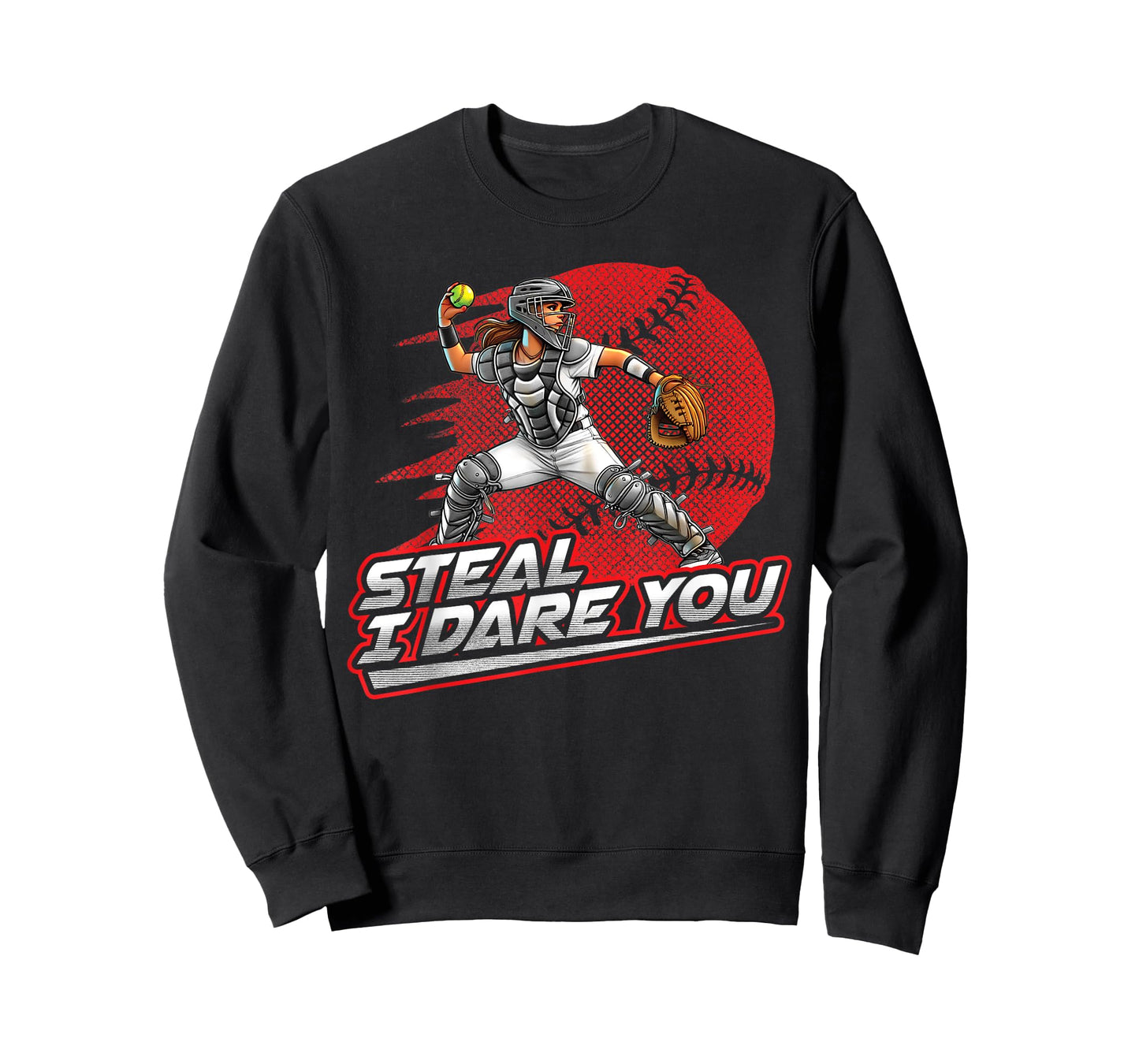 Softball Girl Steal I Dare You Throwdown Catcher Art T-Shirt