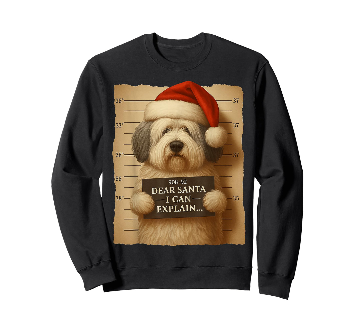 Funny Christmas Dog - Cute Old English Sheepdog Santa Hat Te T-Shirt