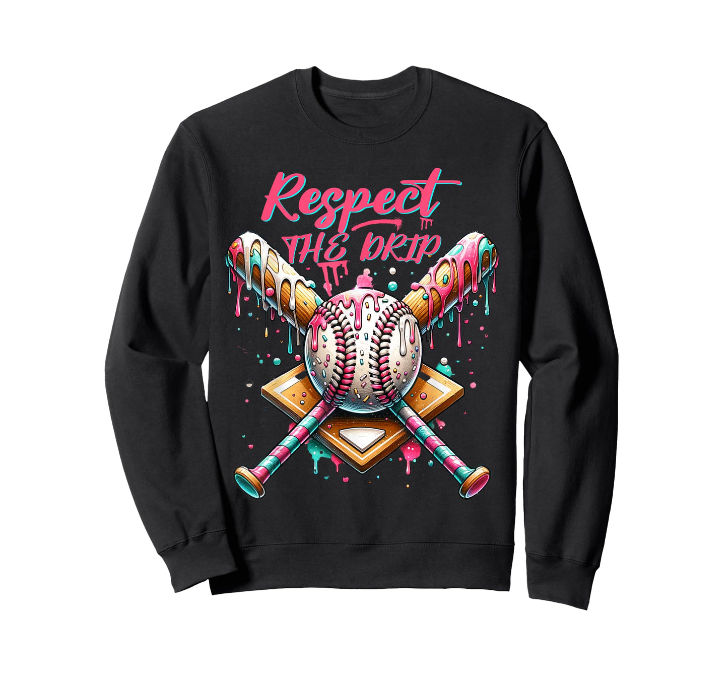 Respect The Drip Baseball Home Plate Ice Cream Dripping T-Shirt