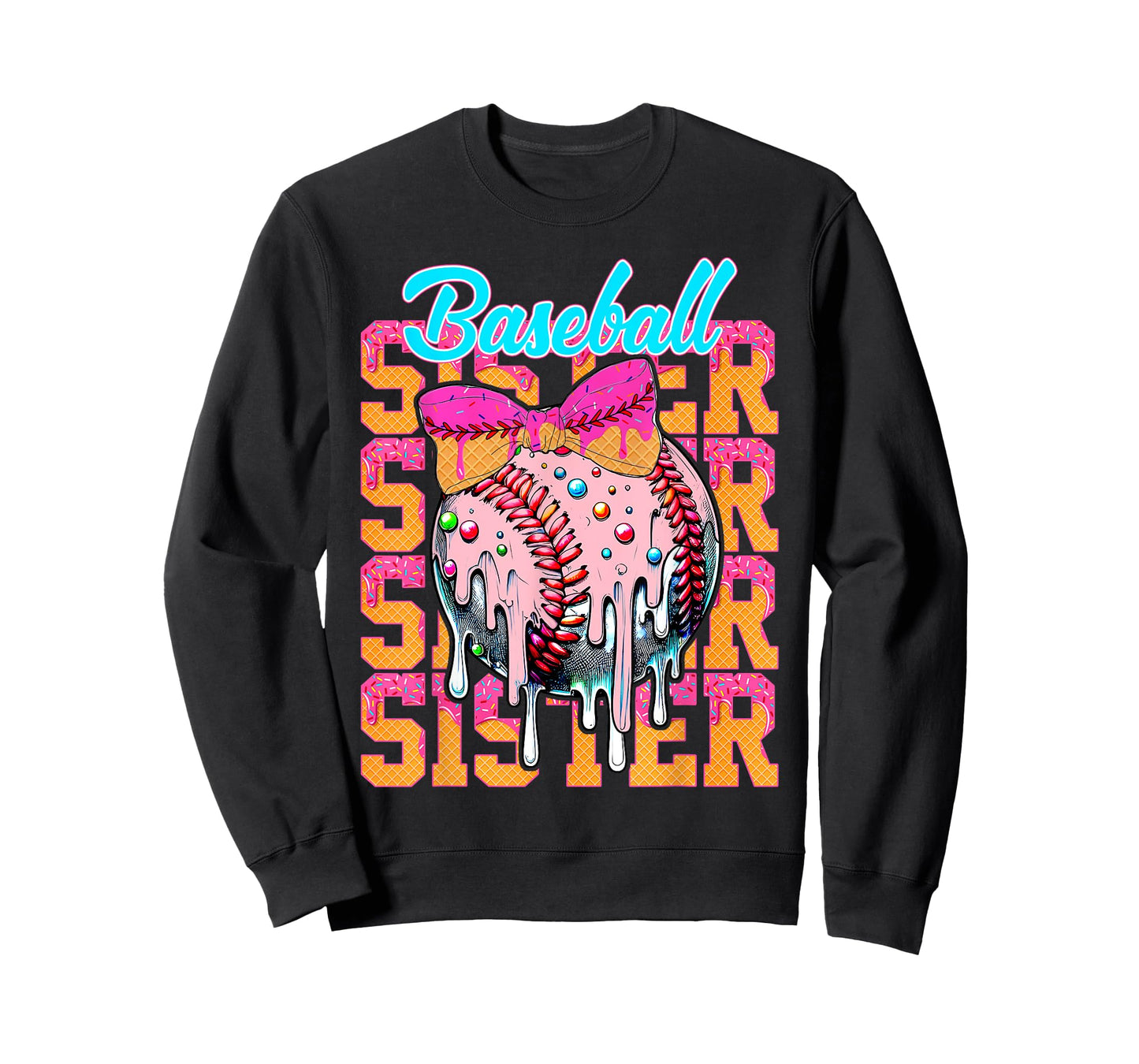 Baseball Sister Drip Ice Cream Baseball Game Day Matching T-Shirt