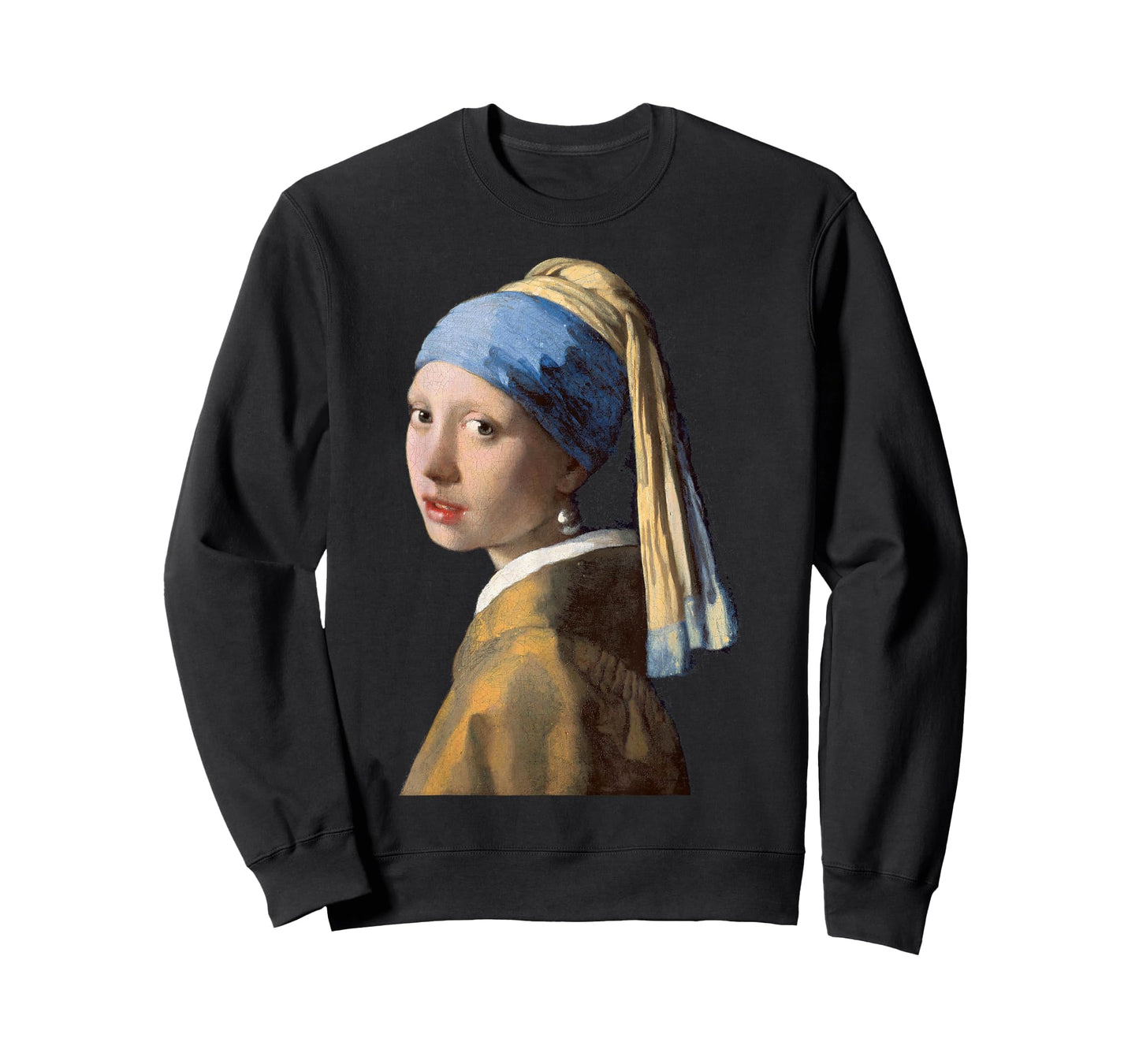 Masterpieces Of Art Girl with a Pearl Earring Art Print T-Shirt, Girls' Big Kid, Unisex, Black, Small, Short Sleeve, Classic Fit
