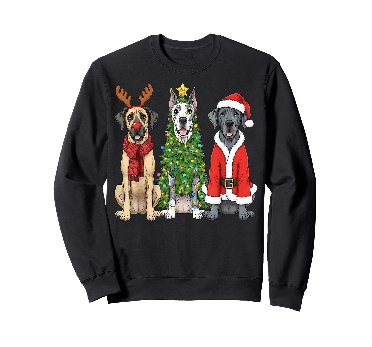 Retro Christmas Great Dane Santa Reindeer Dog Lover T-Shirt
