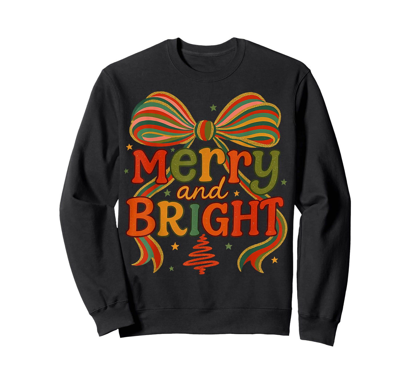 Merry and Bright Christmas Crew 2025 Funny Family Matching T-Shirt