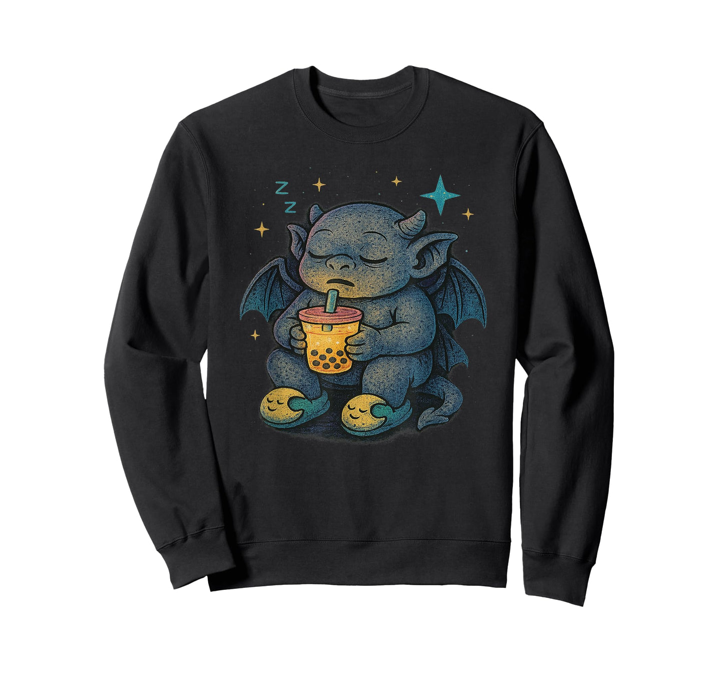Sleeping Kawaii Baby Gargoyle with Boba Bubble Tea T-Shirt