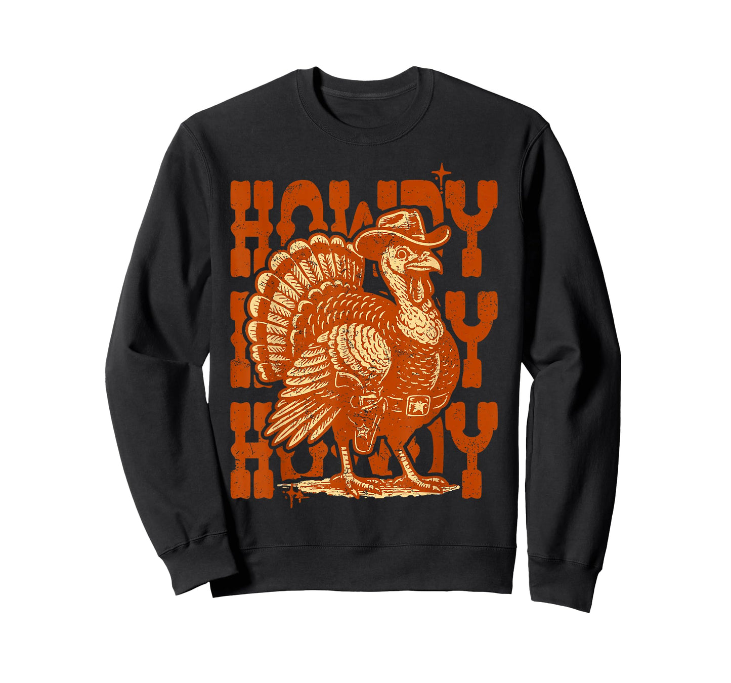 Retro Howdy Thanksgiving Turkey Western Cowboy Fall Vibes T-Shirt