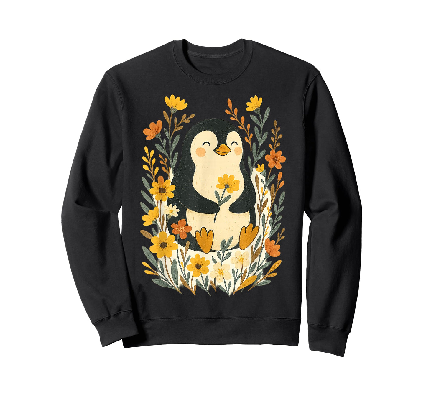 Cute Penguin Flowers Artwork T-Shirt