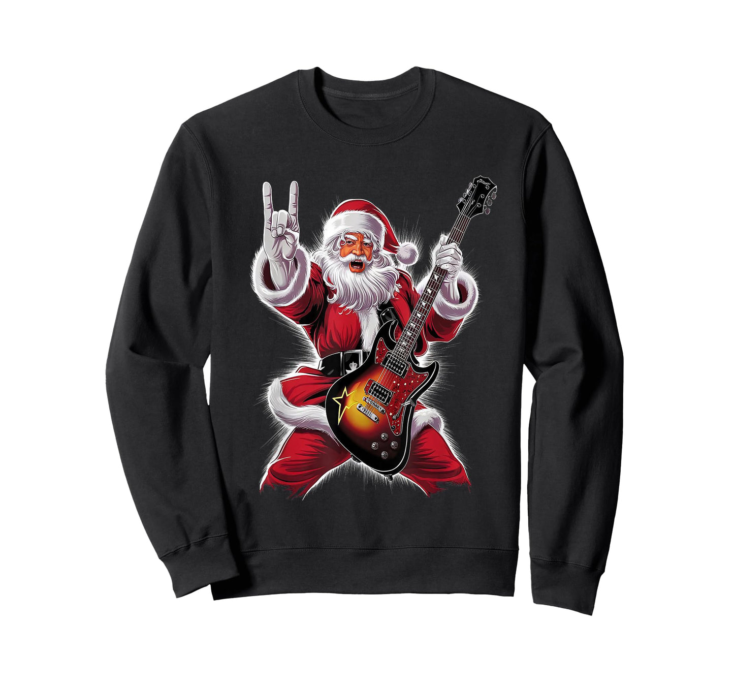 Rock & Roll Christmas Santa Claus Guitar Player T-Shirt