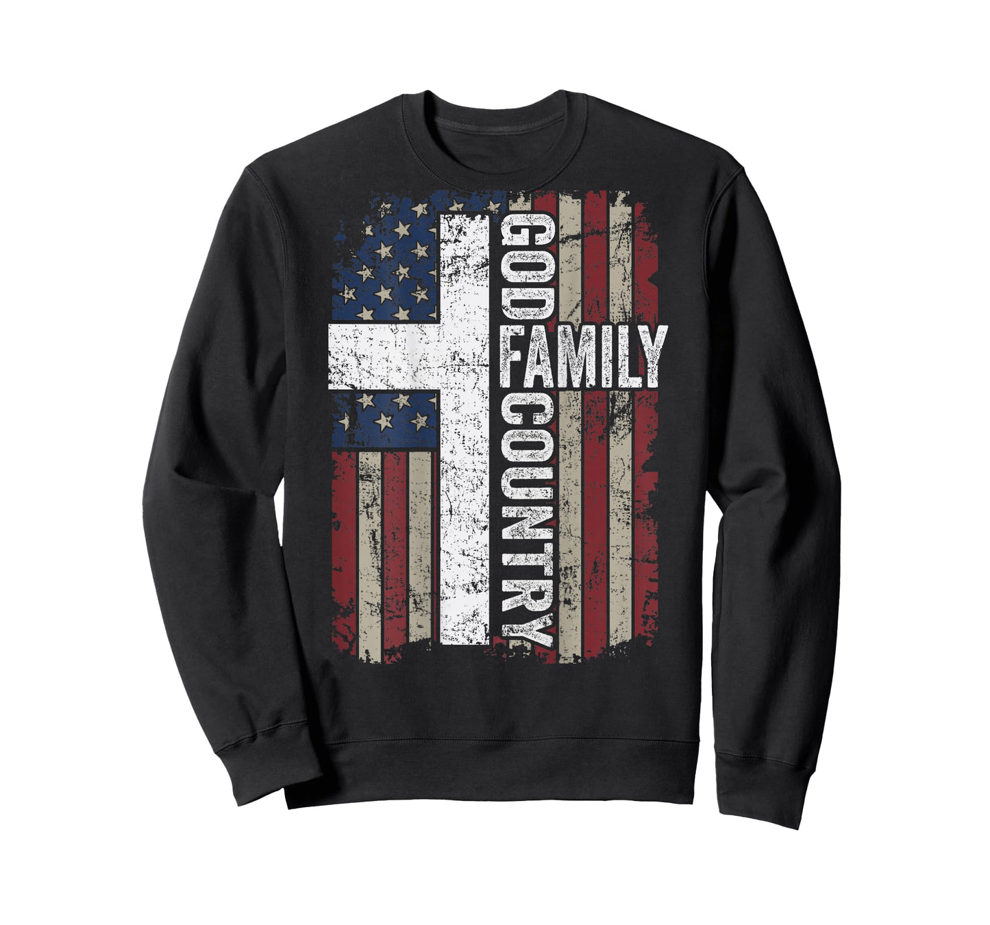 God Family Country - Patriotic Christian Cross USA (ON BACK) T-Shirt