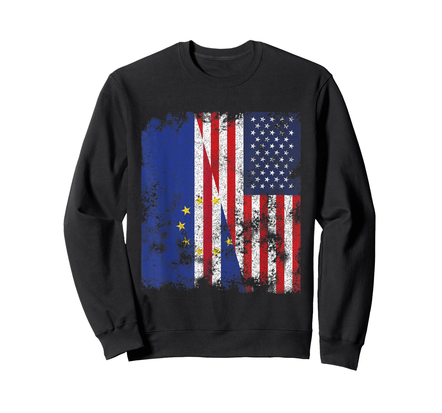 Cape Verde USA Flag Distressed - Half American T-Shirt