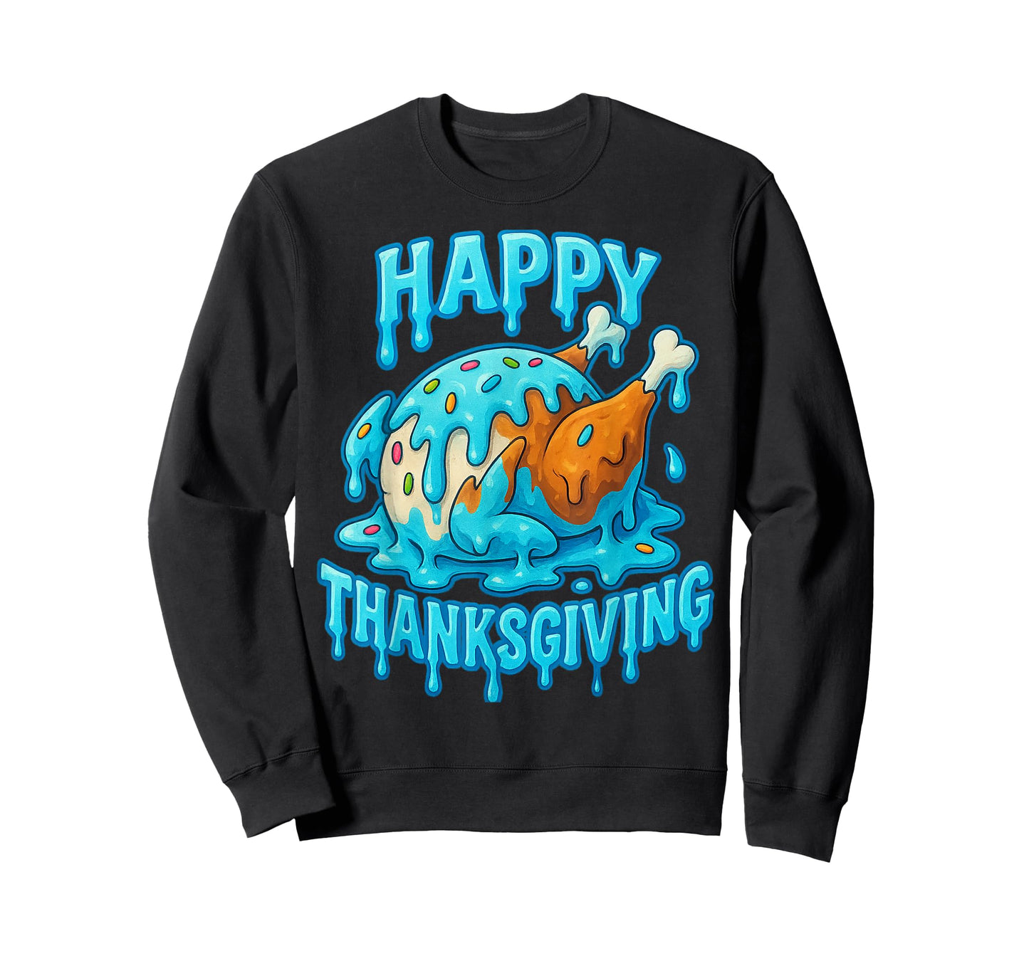 Happy Thanksgiving Drip Ice Cream Look Cool T-Shirt