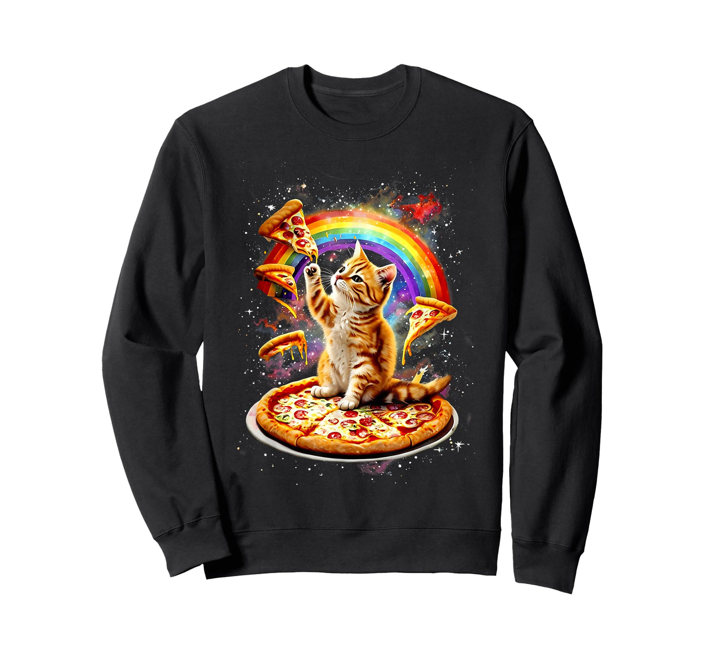 Space Cat Pizza Rainbow Cat Outter Galaxy Kitty In Space T-Shirt