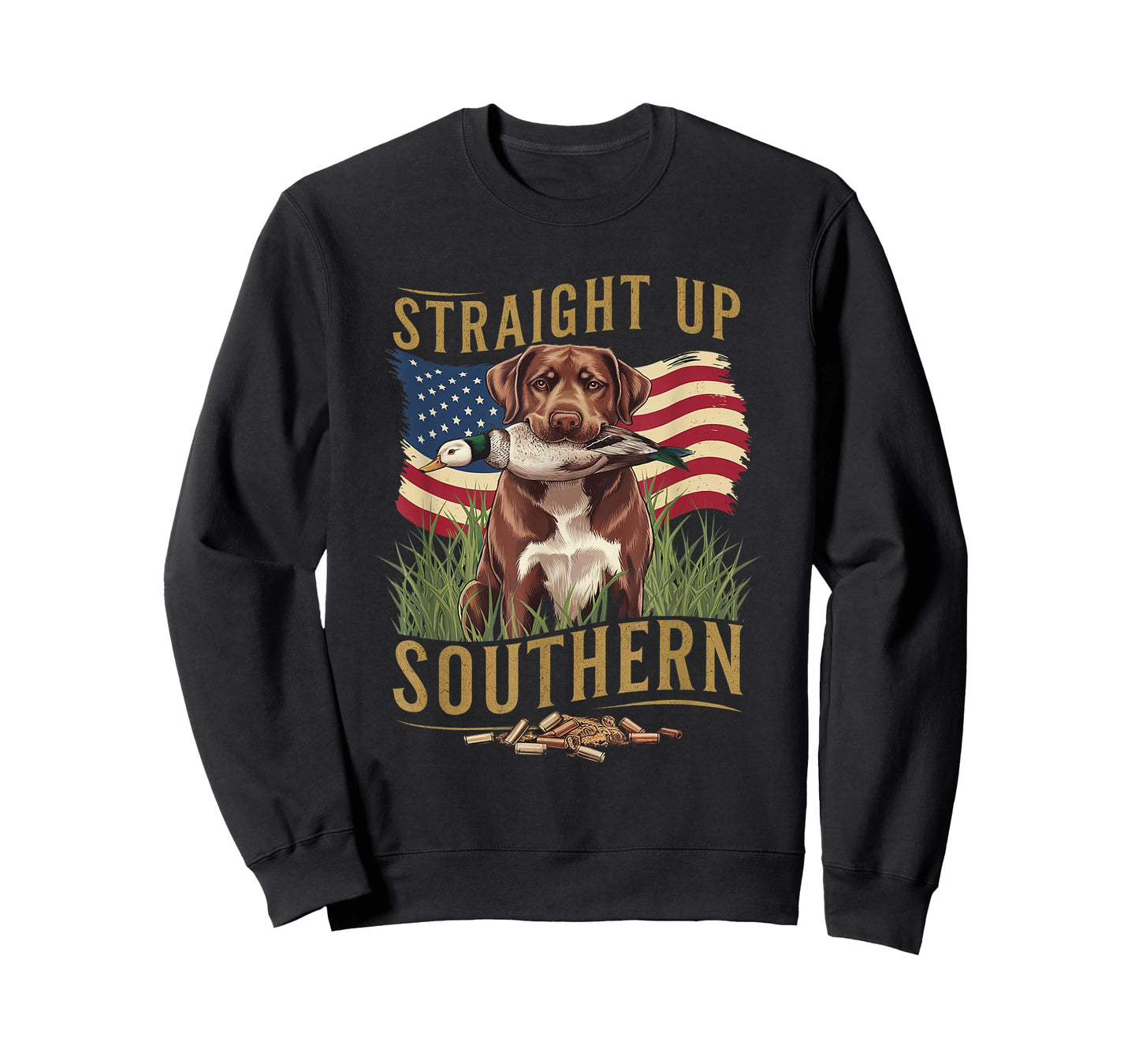 Straight Up Southern Hunting Dog and Duck Design T-Shirt