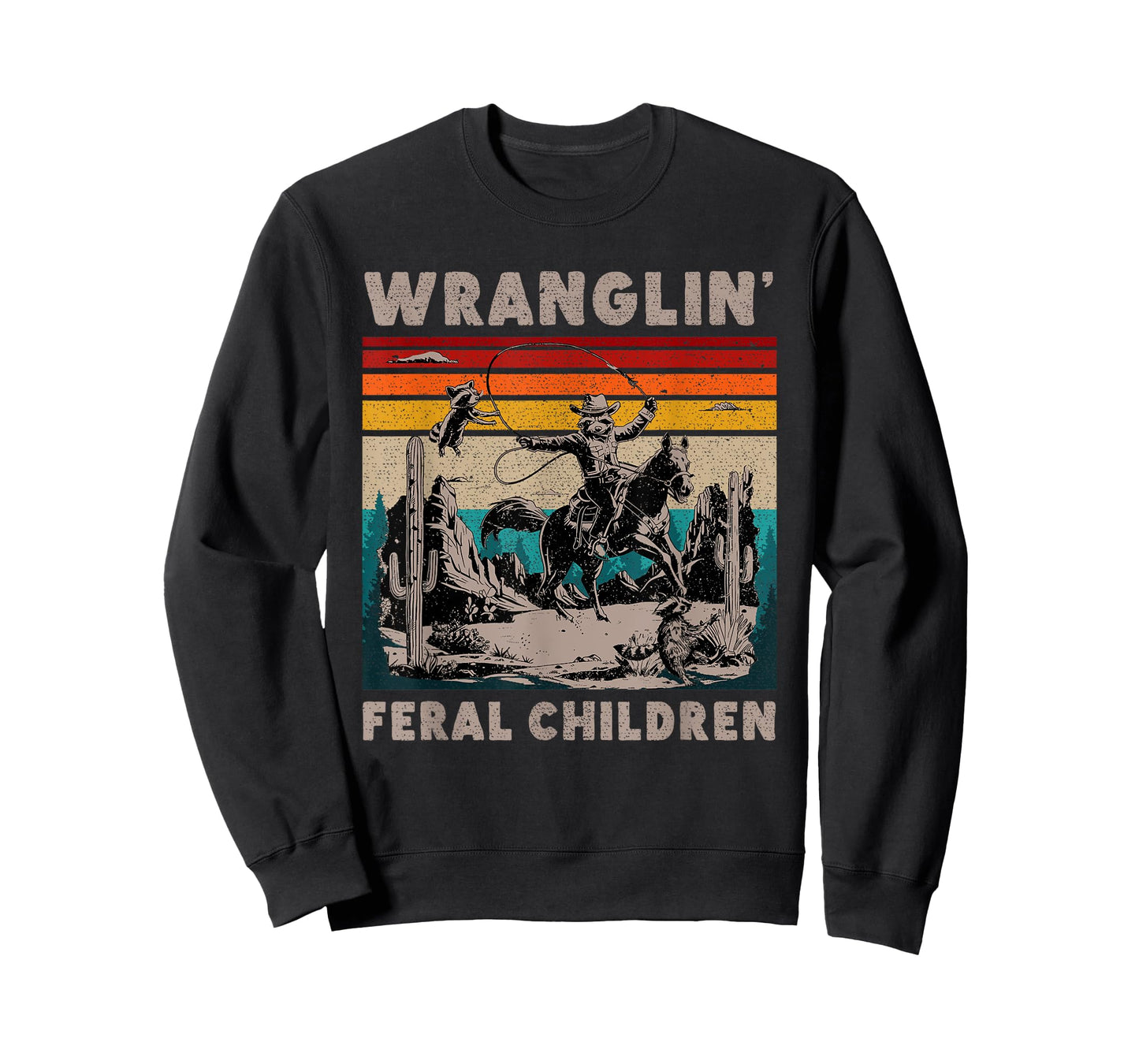 Retro Wranglin' Feral Children Raccoon 90s Western T-Shirt