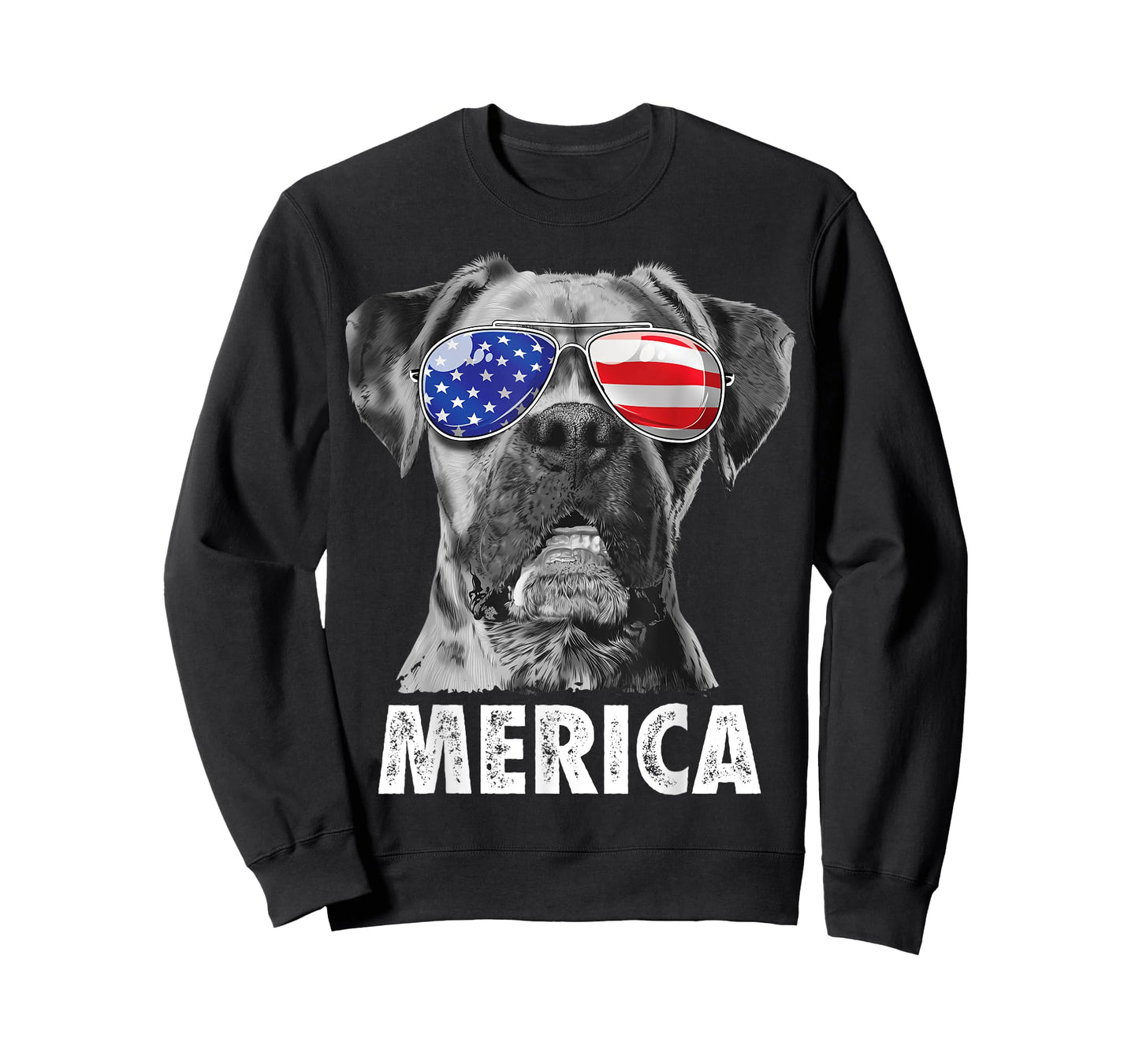 Boxer 4th of July Merica Men Women American Flag Sunglasses T-Shirt