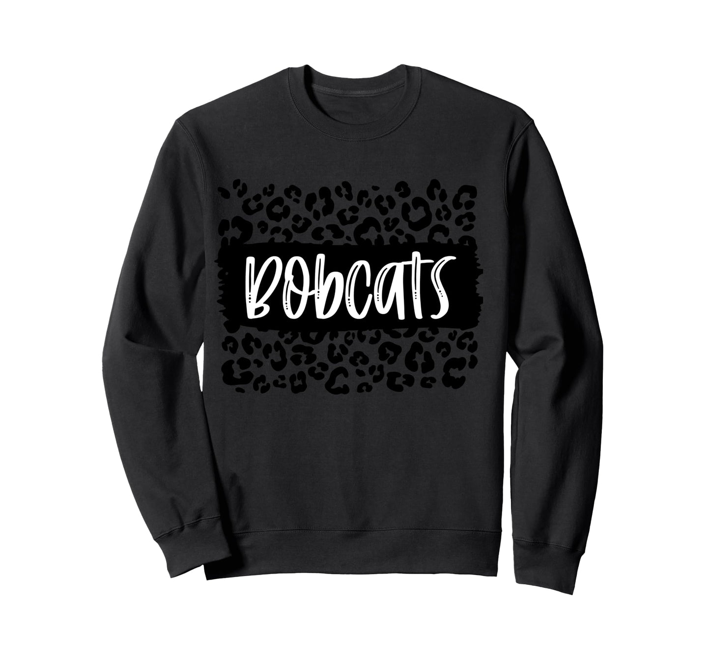 Bobcats Team Mascot School Spirit Game Night Leopard Print Long Sleeve T-Shirt