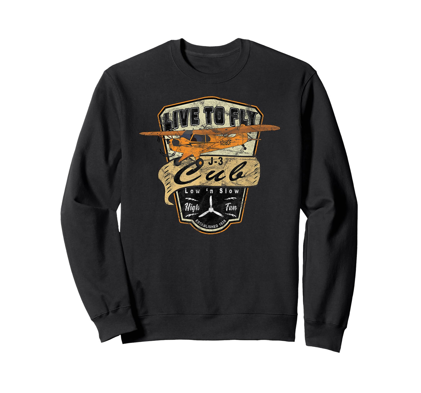 J-3 Cub Airplane "Live to Fly" Vintage Pilot T-shirt T-Shirt
