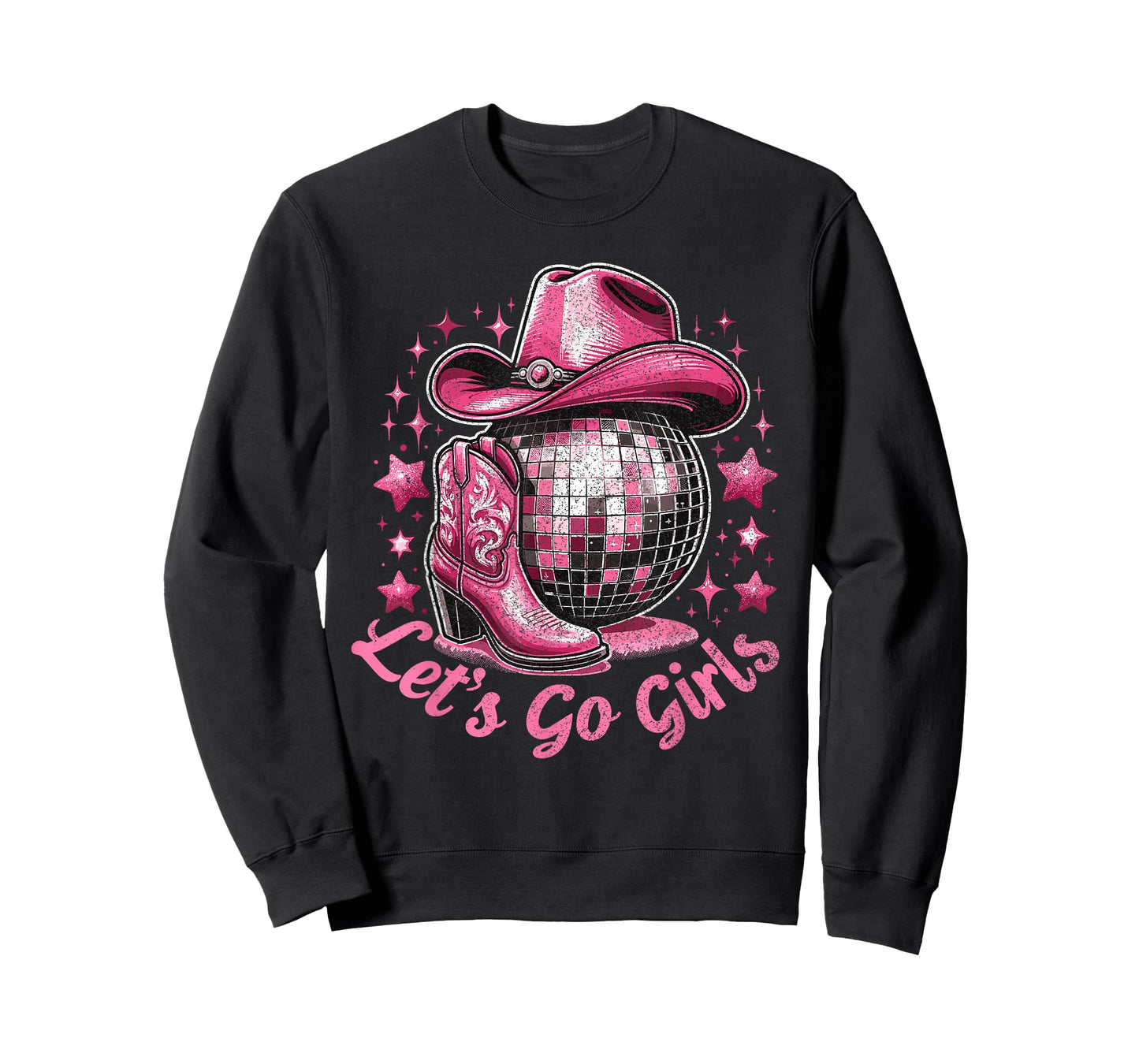 Western Cowgirl Rodeo Disco Retro Bachelorette Party T-Shirt, Small, Black