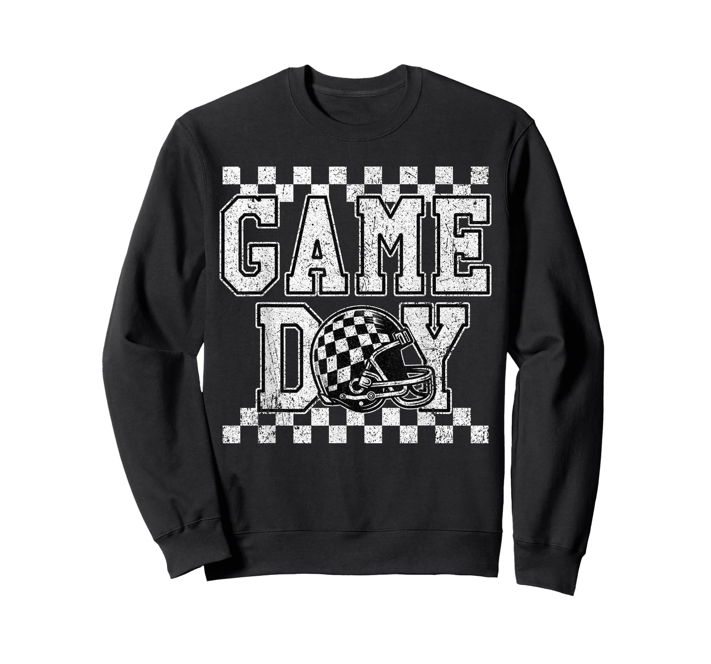 Retro Croquette Black White Checkered Football Game Day T-Shirt
