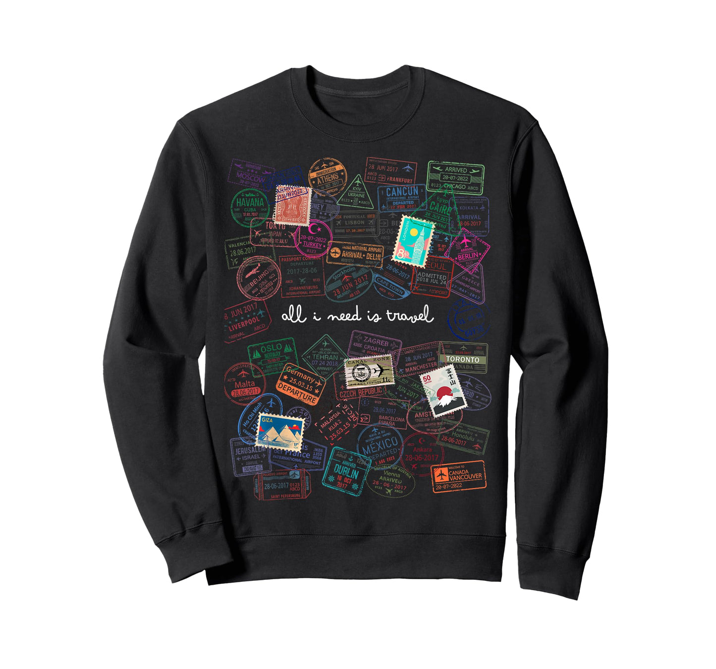 Travellers Passport Stamps Travel I Need Travel T-Shirt