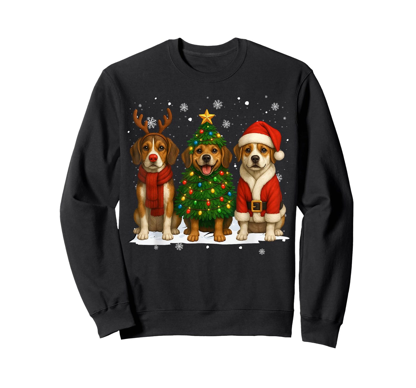 Retro Christmas Beagle Santa Reindeer Dog Lover T-Shirt