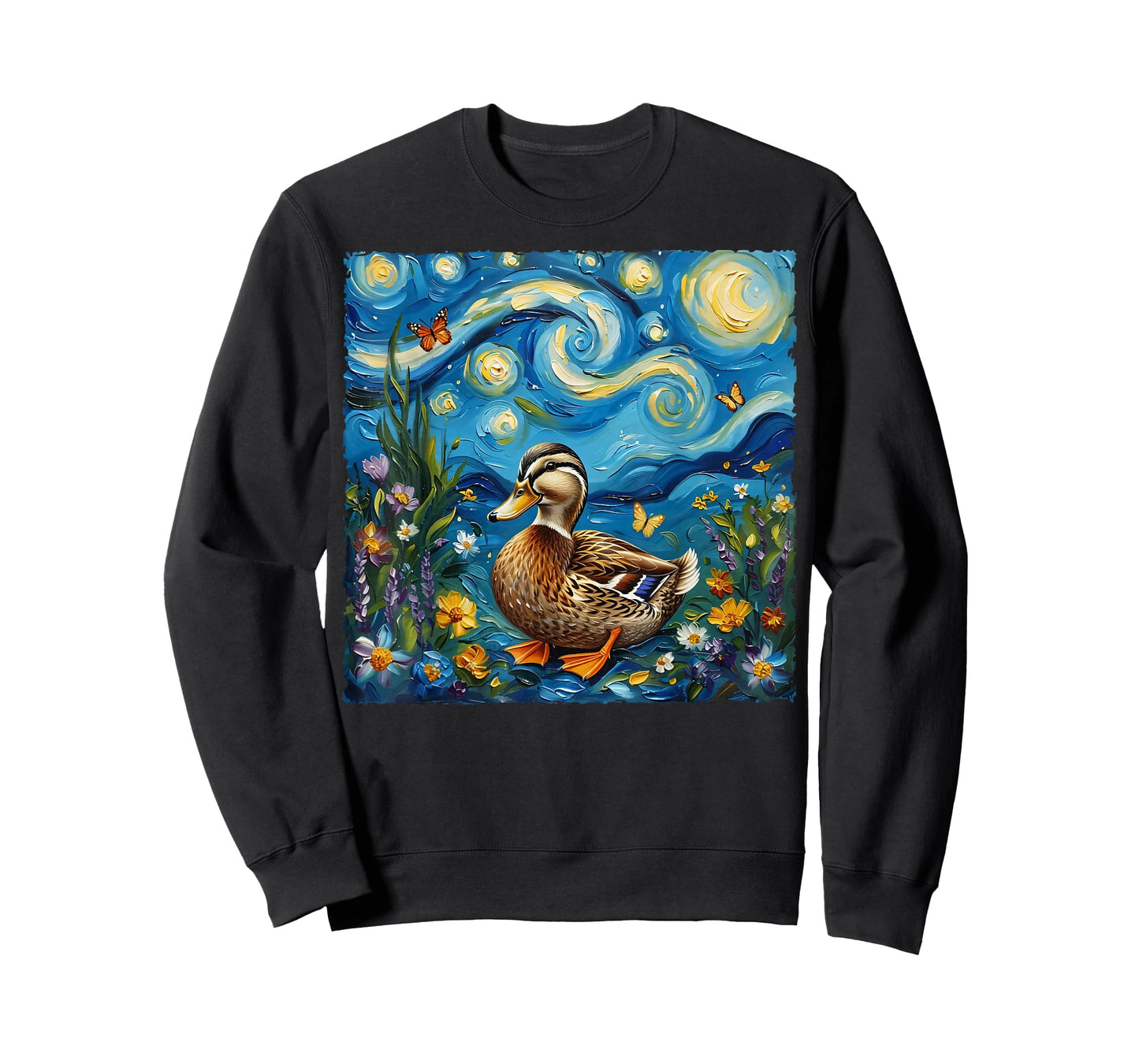 Van Gogh's Starry Night Style Earth Day Duck Wildlife Art T-Shirt