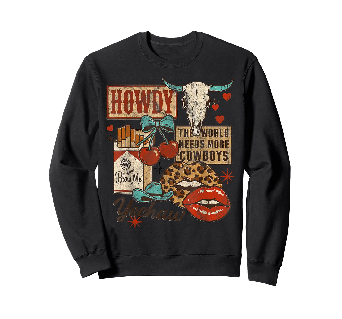 Yeehaw Cowgirl Howdy Collage Retro Western Cowboy Aesthetic T-Shirt