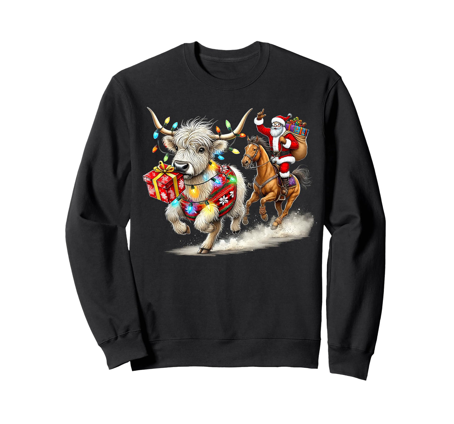 Christmas Western Cowboy Santa Bulldogging Xmas Holiday T-Shirt