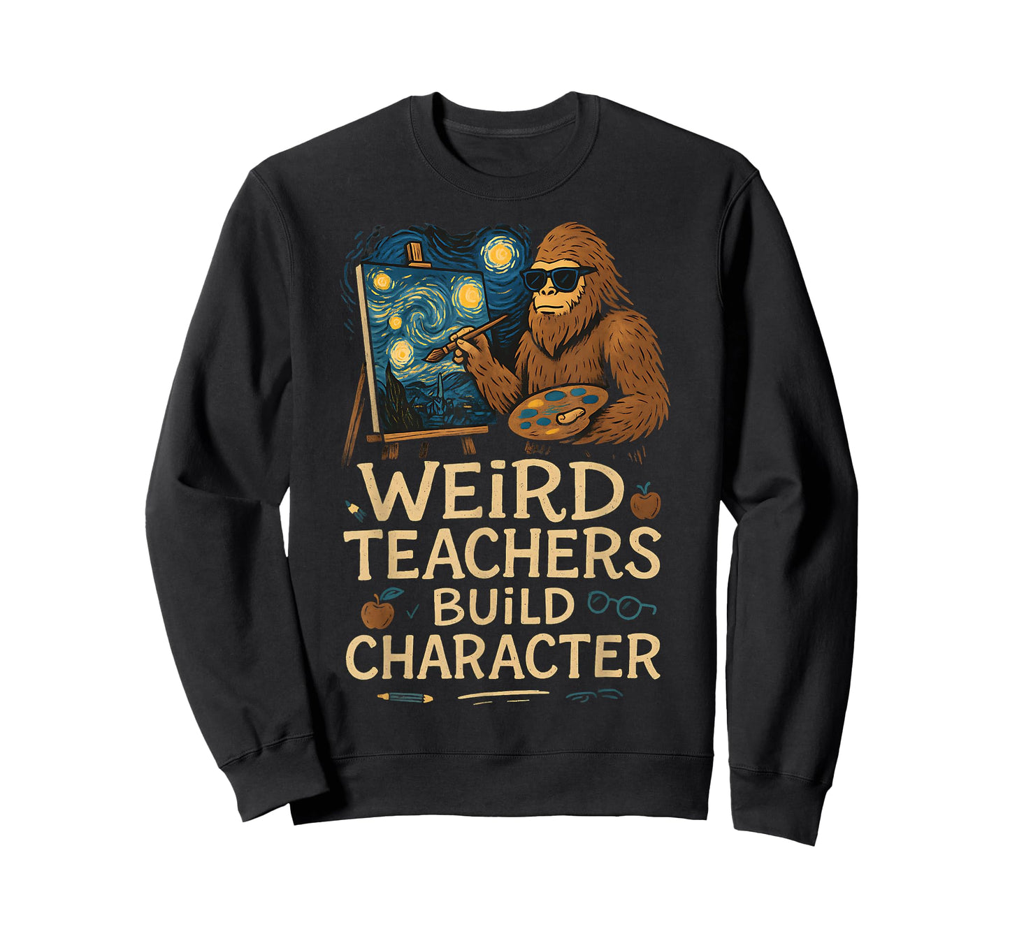 Weird Teachers Build Character Funny Van Bigfoot Art T-Shirt